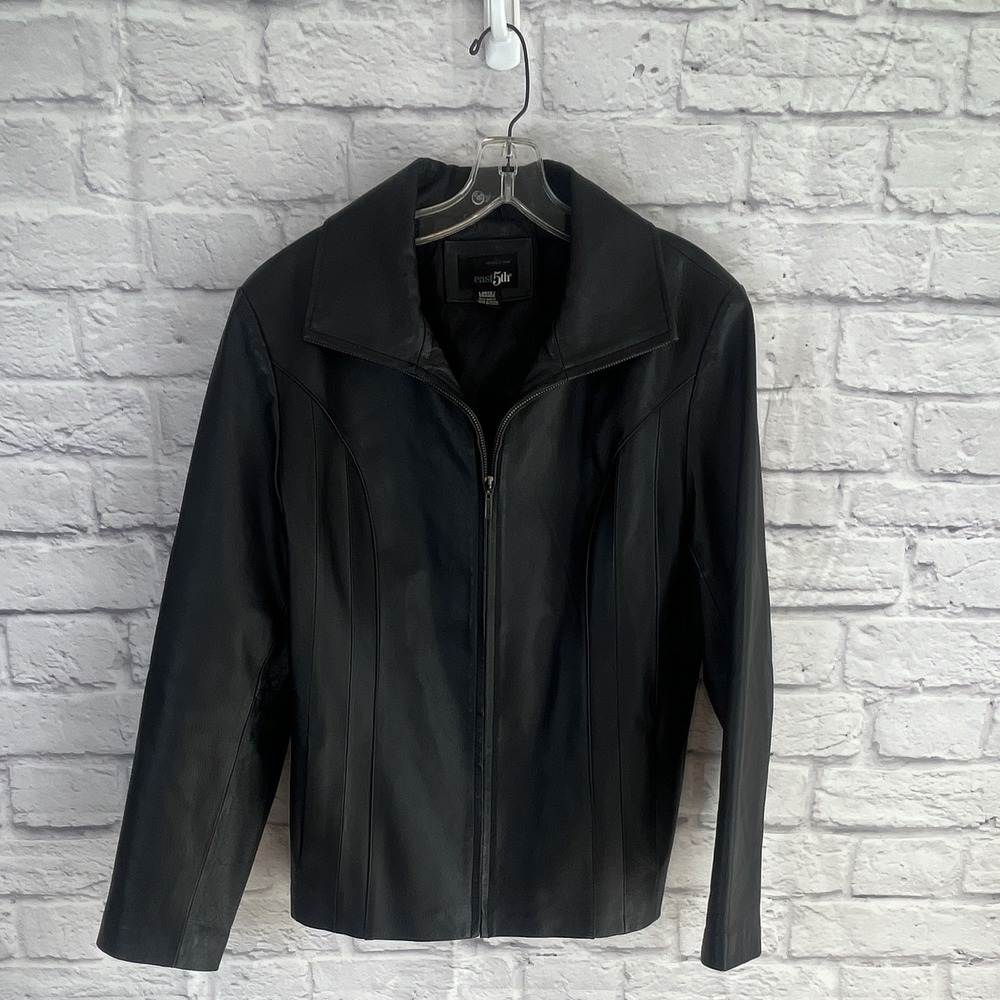 East 5th Women's Y2K Indie Sleaze Genuine Leather Collared Jacket Large Edgy